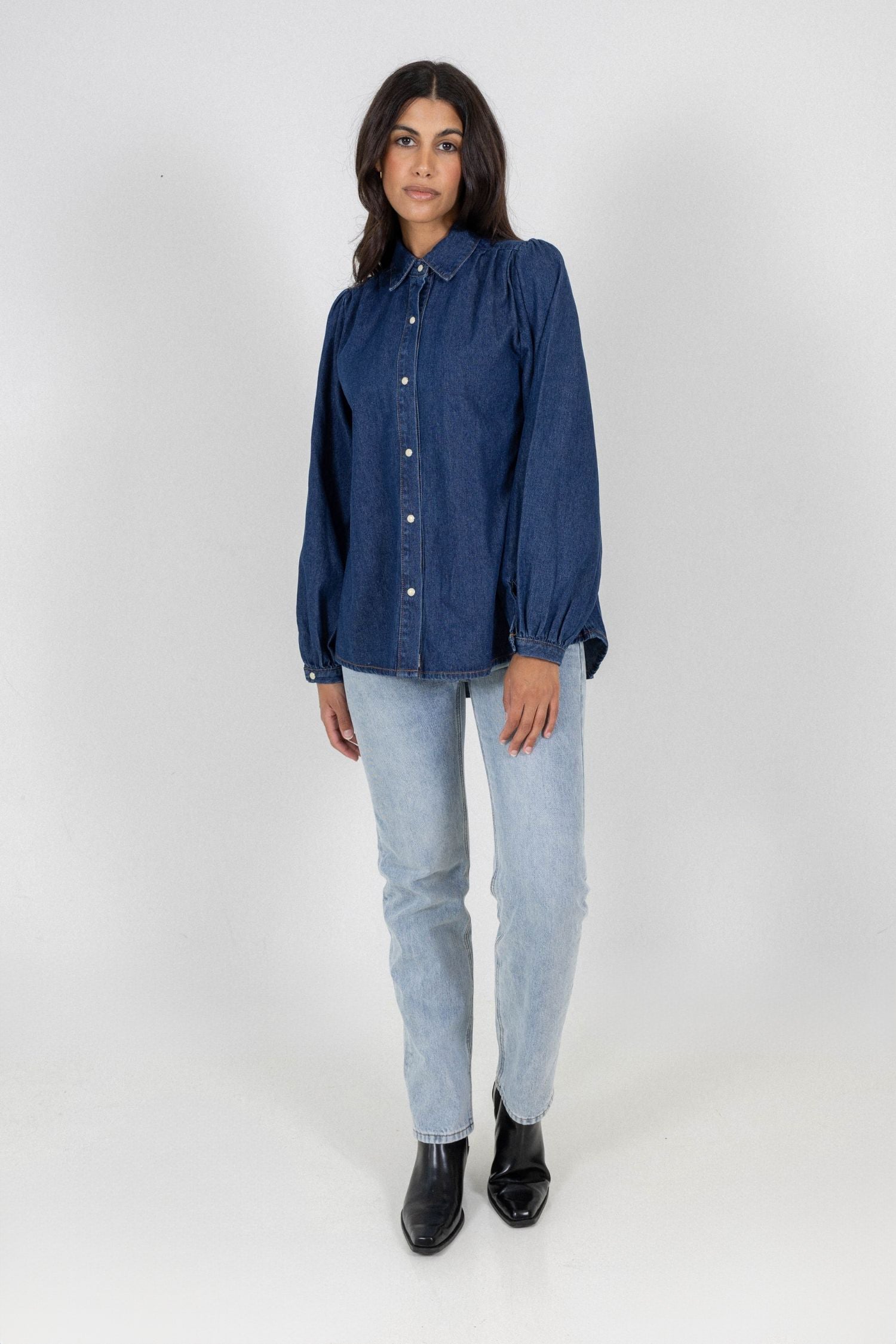 LOUISE DENIM SHIRT - DARK BLUE