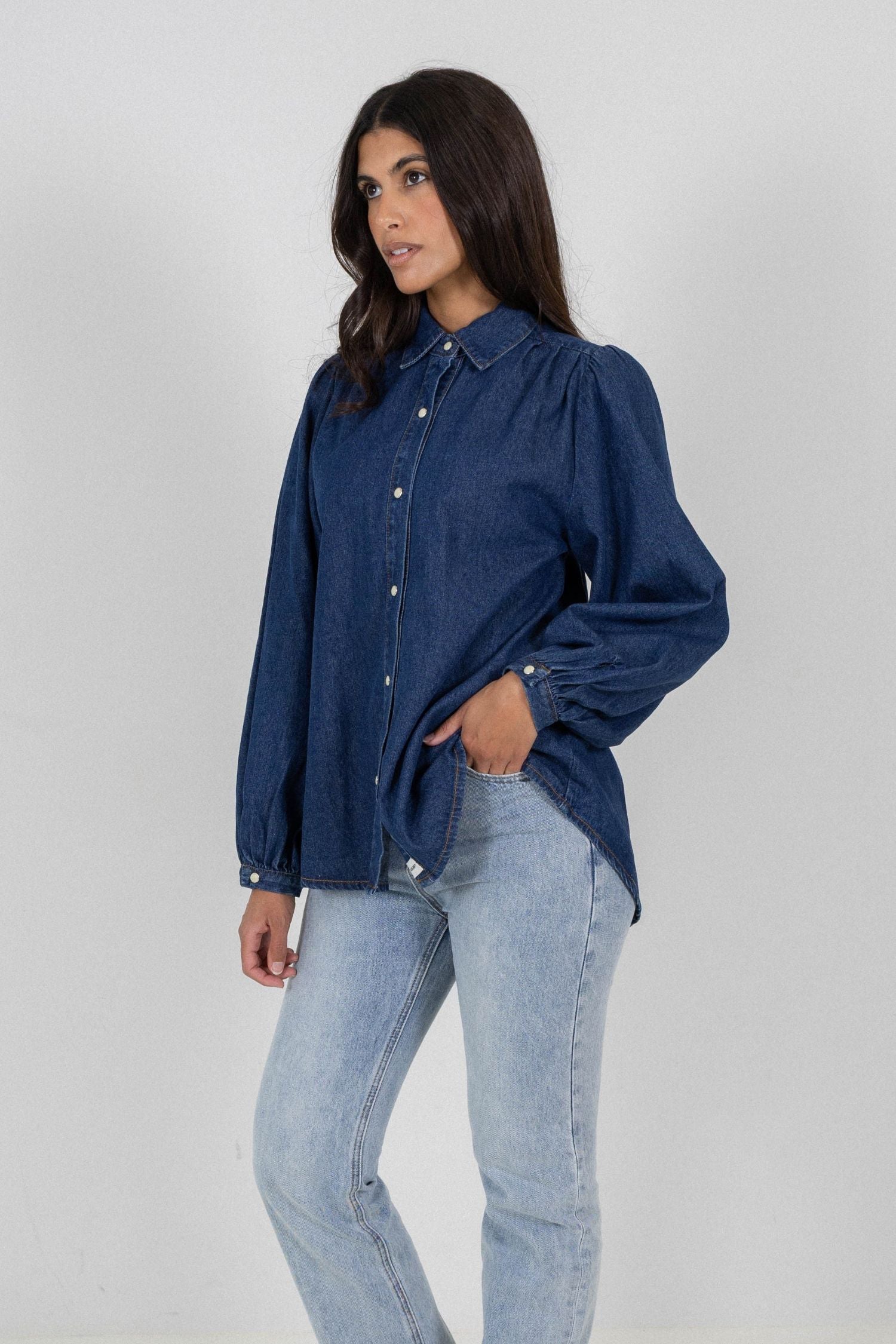 LOUISE DENIM SHIRT - DARK BLUE