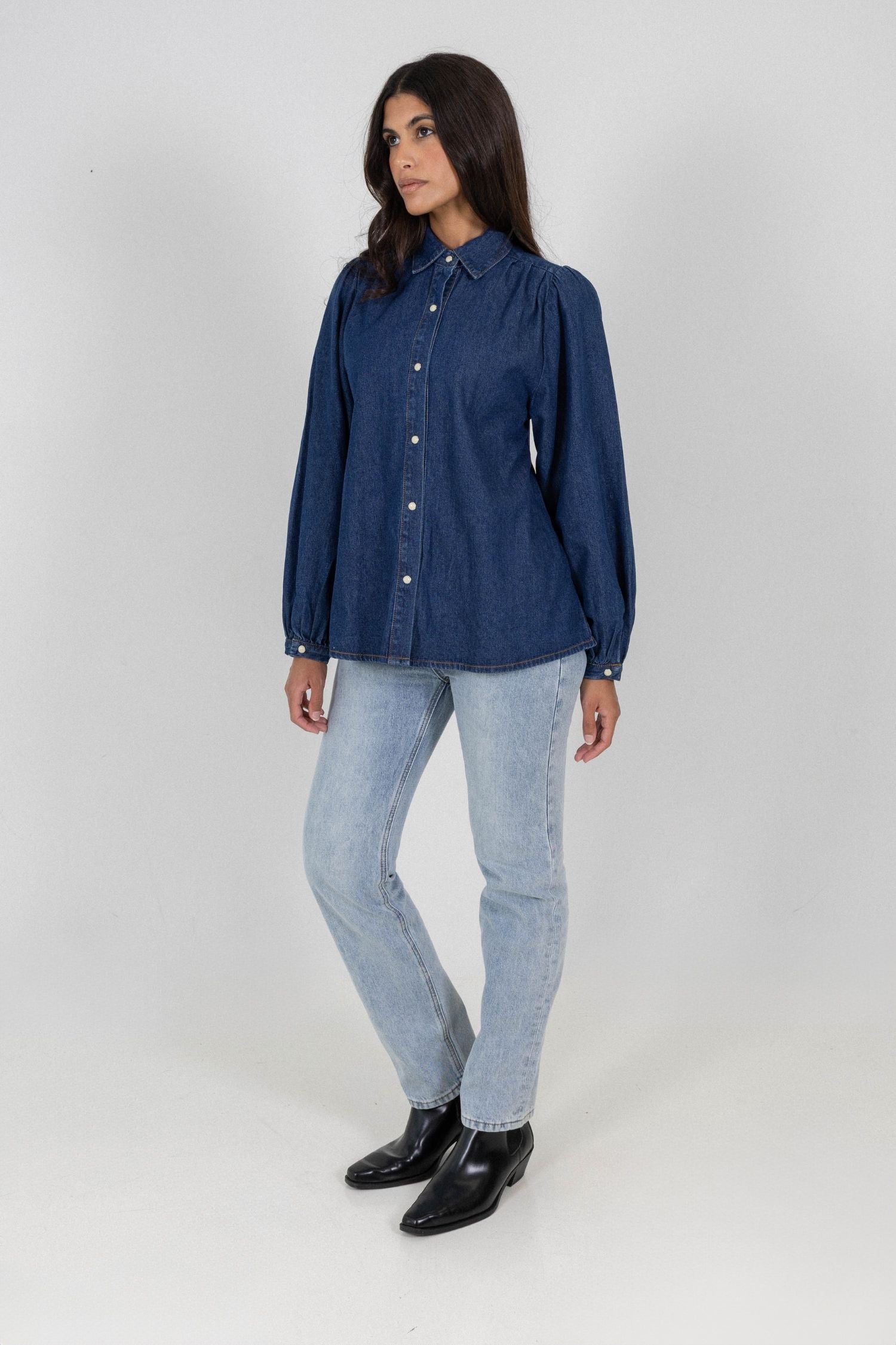 LOUISE DENIM SHIRT - DARK BLUE