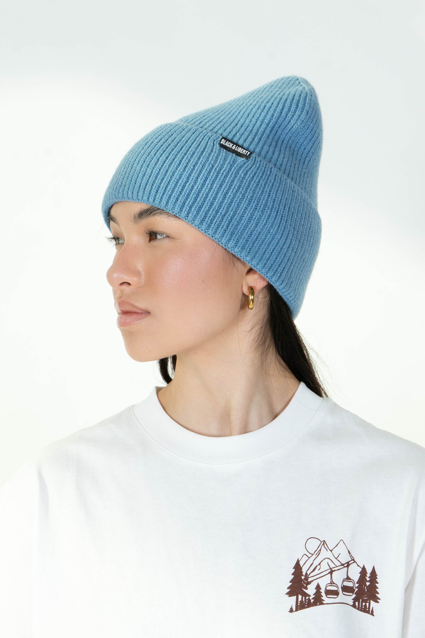CERULEAN RIB KNIT BEANIE