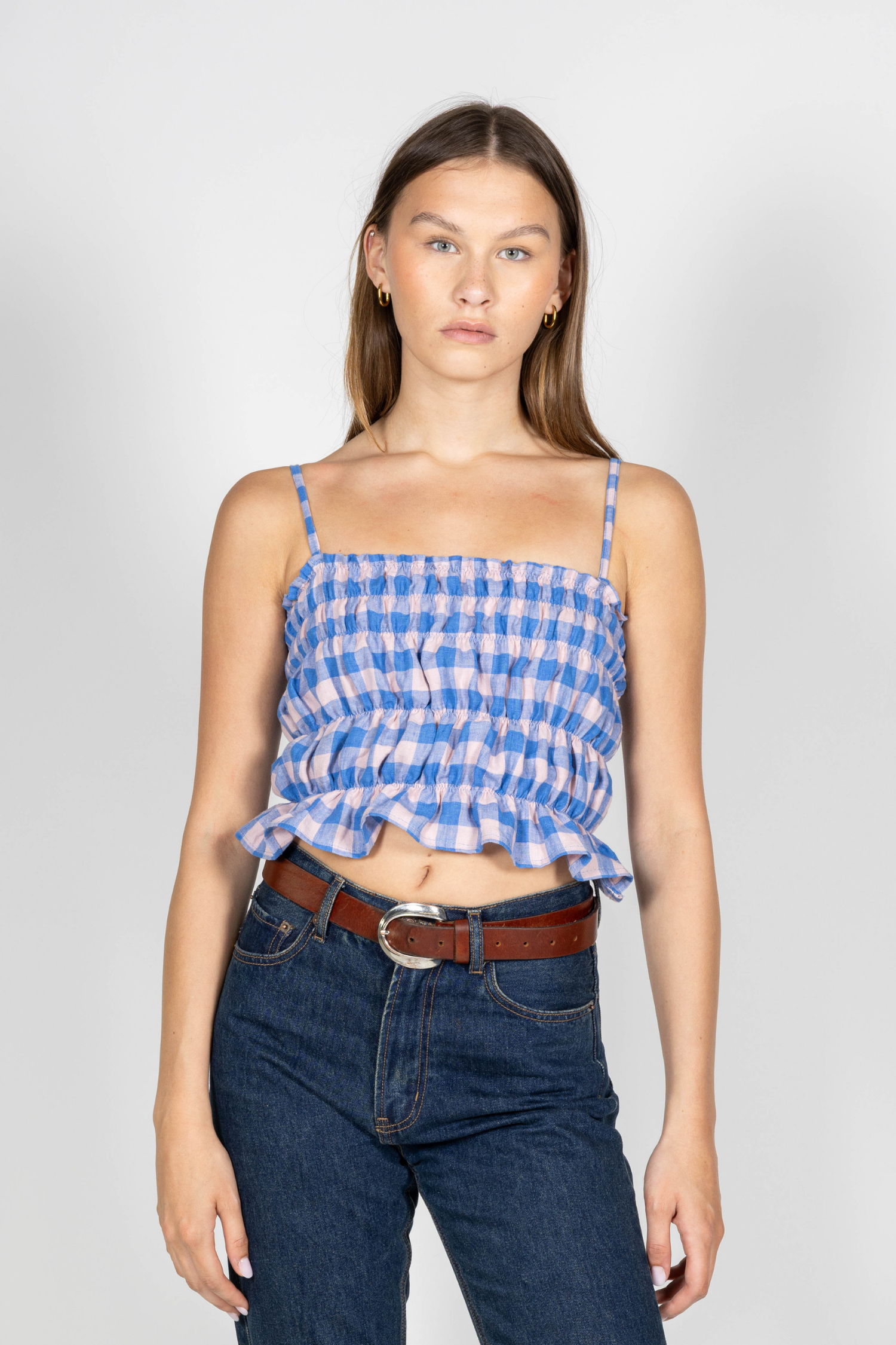 BARDOT TOP - GINGHAM