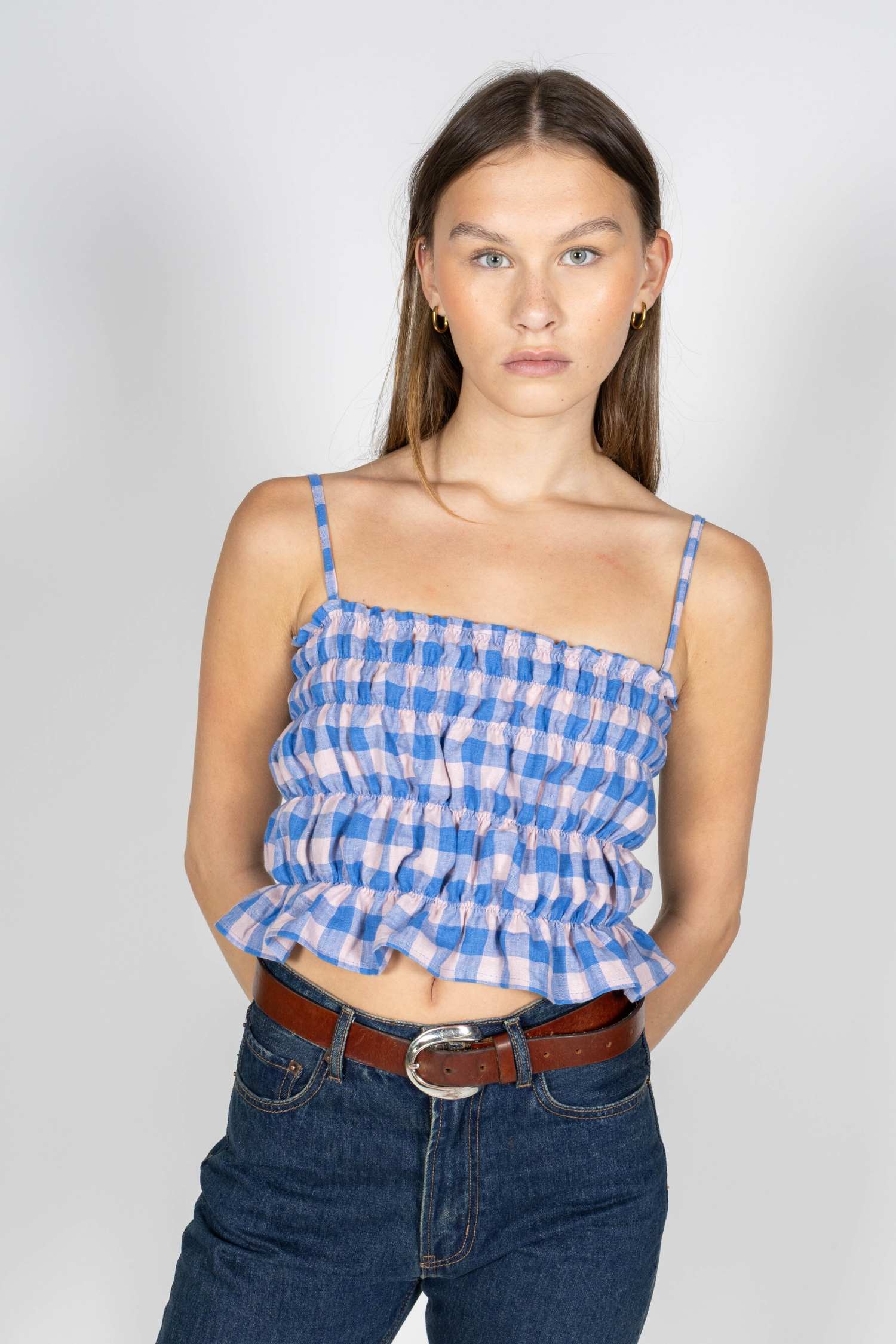 BARDOT TOP - GINGHAM